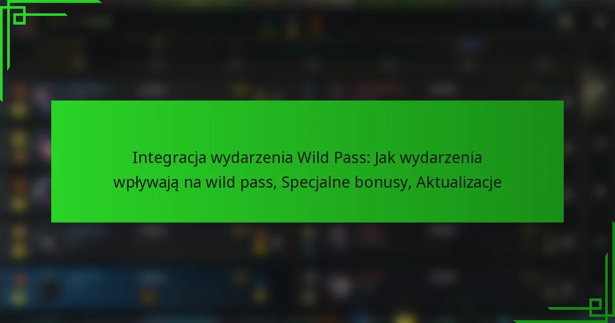 Integracja wydarzenia Wild Pass: Jak wydarzenia wpływają na wild pass, Specjalne bonusy, Aktualizacje