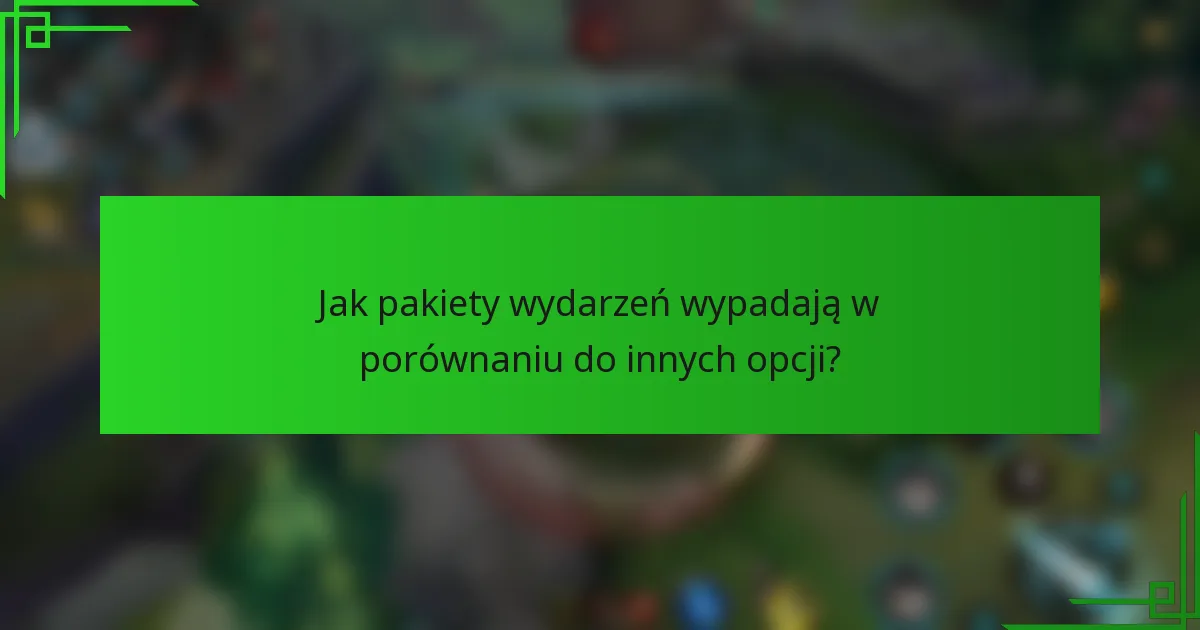 Jak pakiety wydarzeń wypadają w porównaniu do innych opcji?